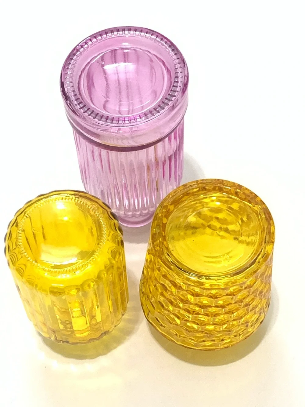 Glass Decorative Vases - Yellow & Pink Set